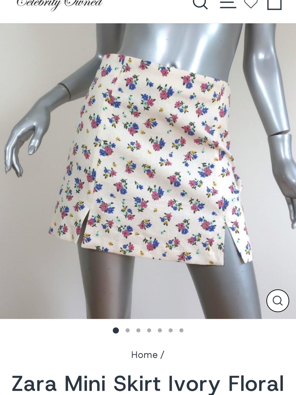 Zara Ivory Mini Skirt with Pink, Blue & Yellow Floral Print